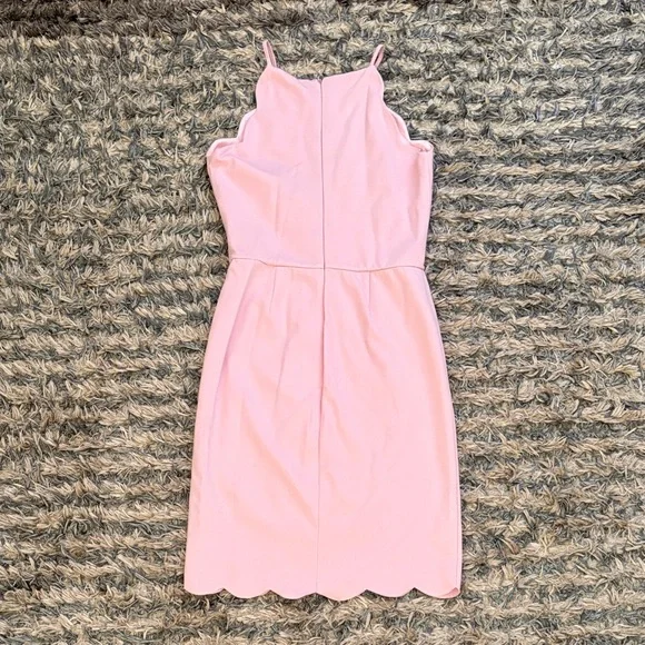 Chic Pink Midi Dress with Scalloped Hem